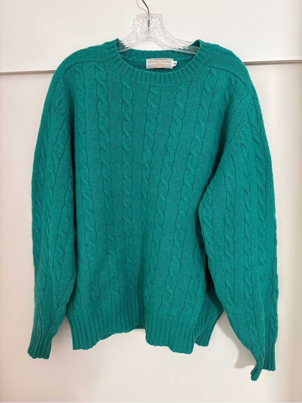 Vintage 100% Woolf Cable Knit Crewneck Sweater in Teal